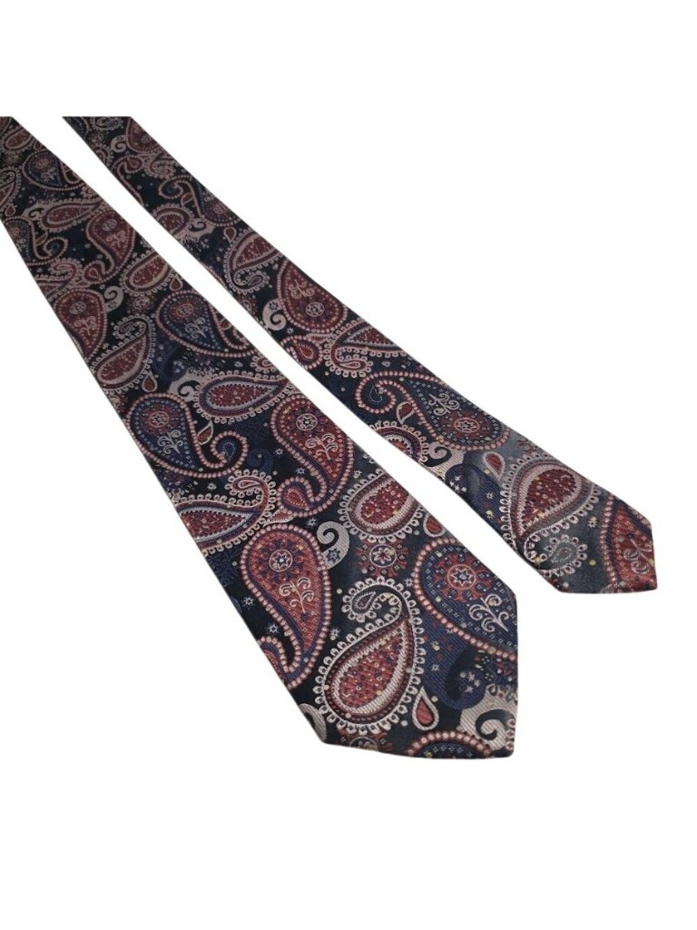 John Sparks Paisley Necktie Narrow Width Designer Navy Purple Elegant Menswear
